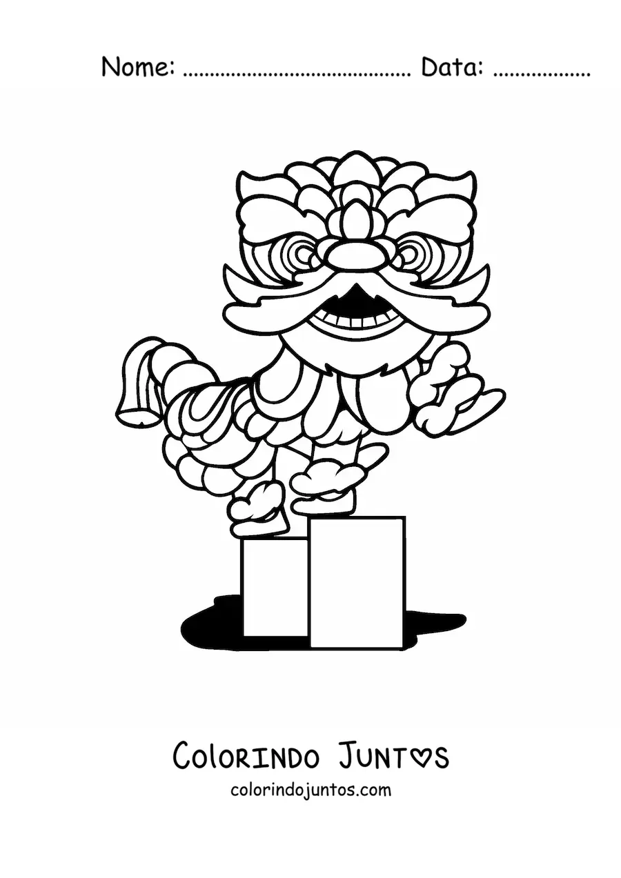 Desenho para colorir de dragão chinês animado