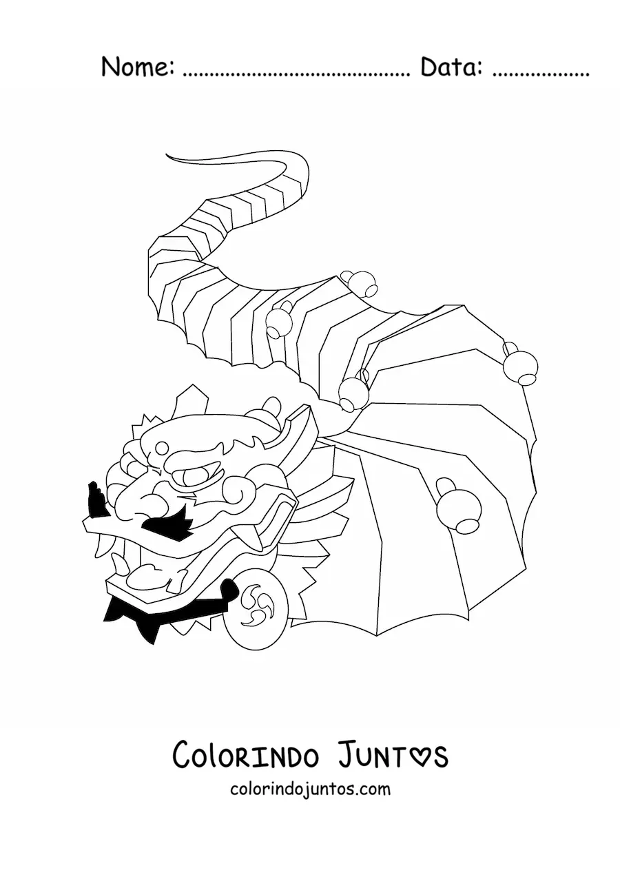 Desenho para colorir de dragão da cultura chinesa