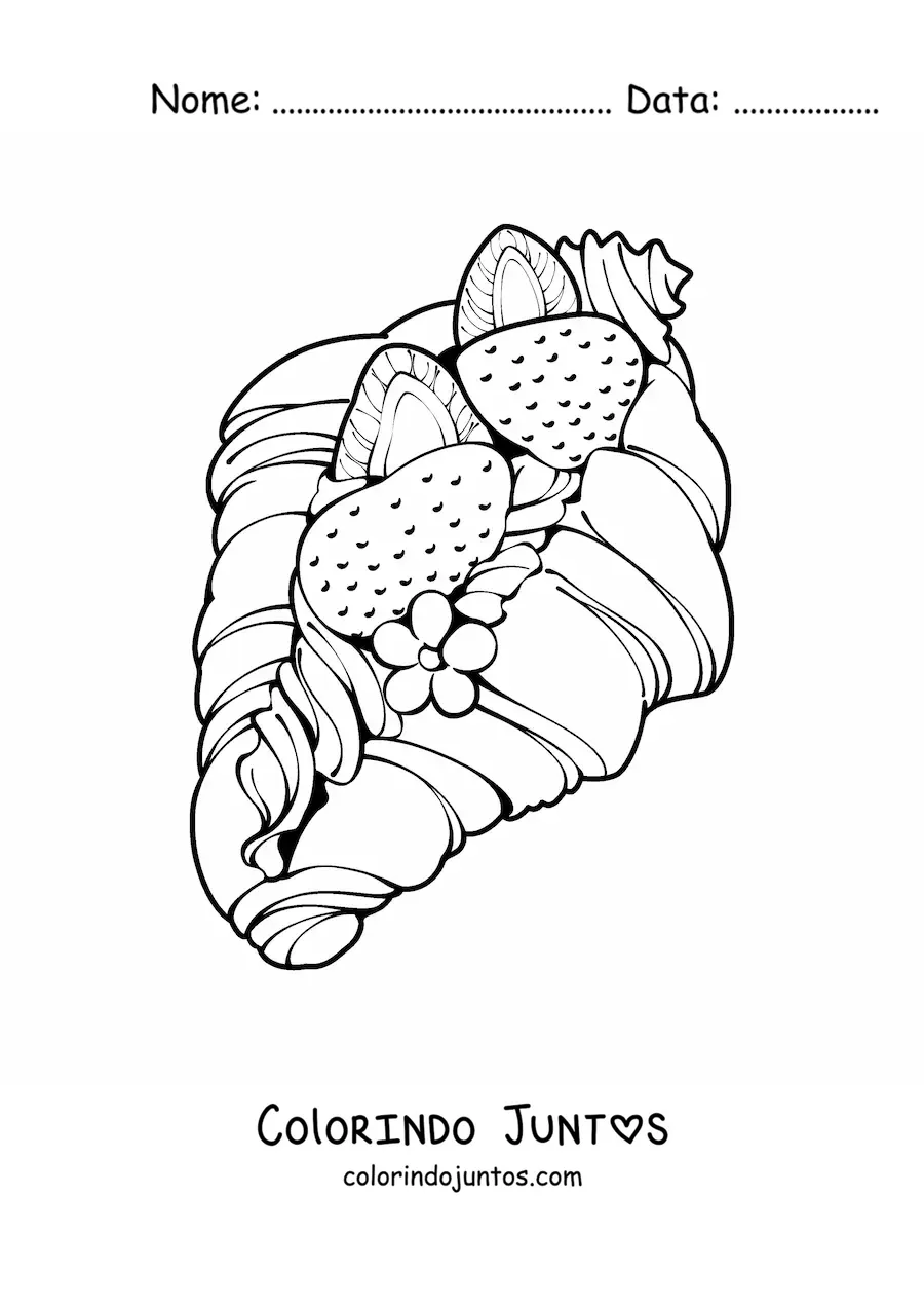 Desenho para colorir de croissant doce recheado