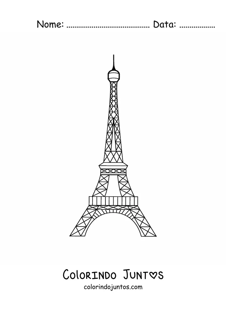 Desenho para colorir de torre Eiffel fácil