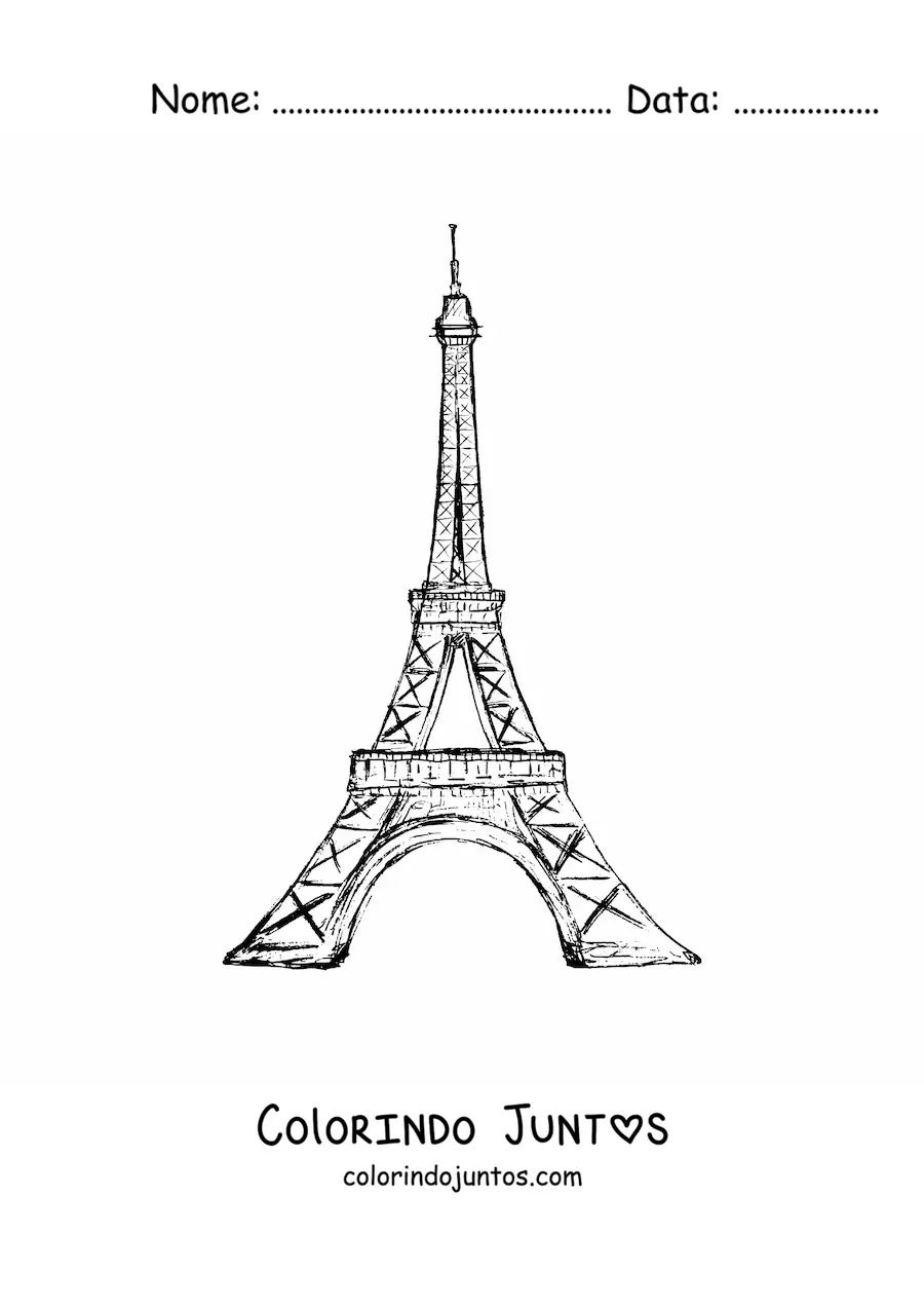Desenho para colorir de torre Eiffel