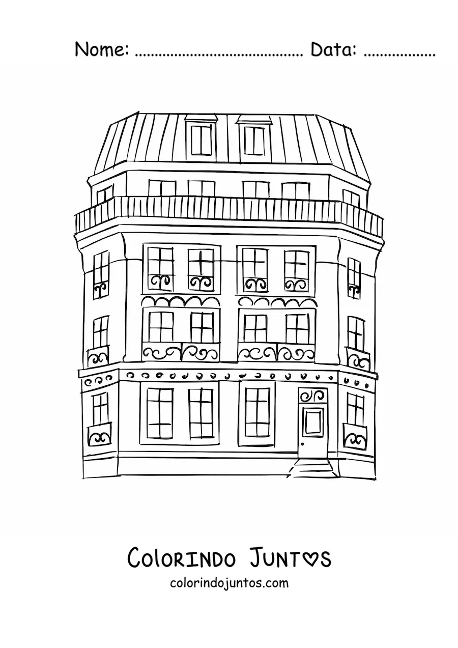 Desenho para colorir de arquitetura de Paris