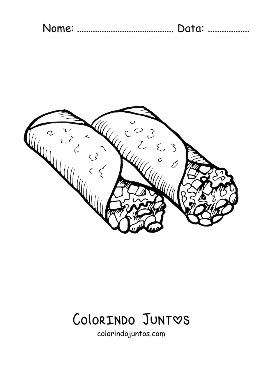 Desenho para colorir de burritos
