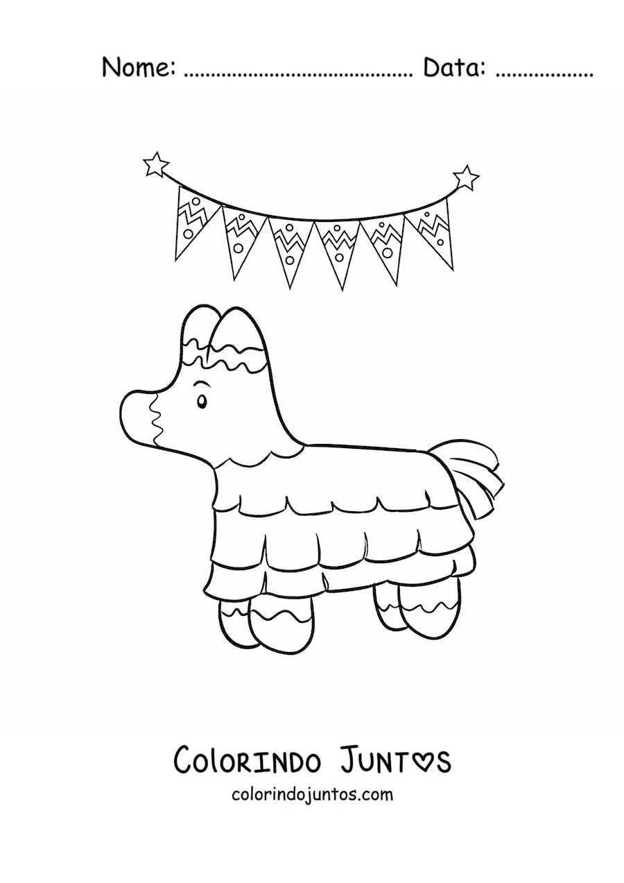 Desenho para colorir de pinhata mexicana animada