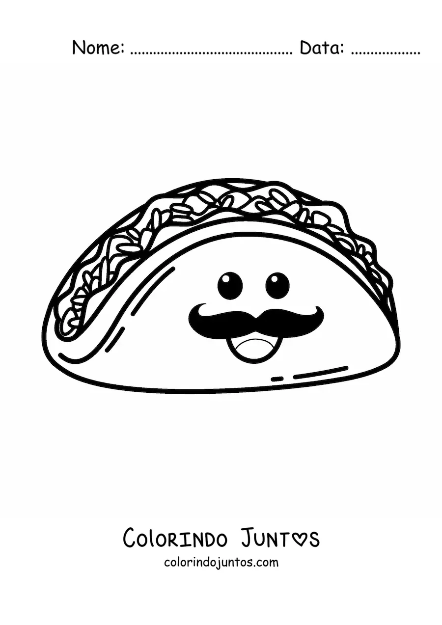 Desenho para colorir de taco mariachi animado