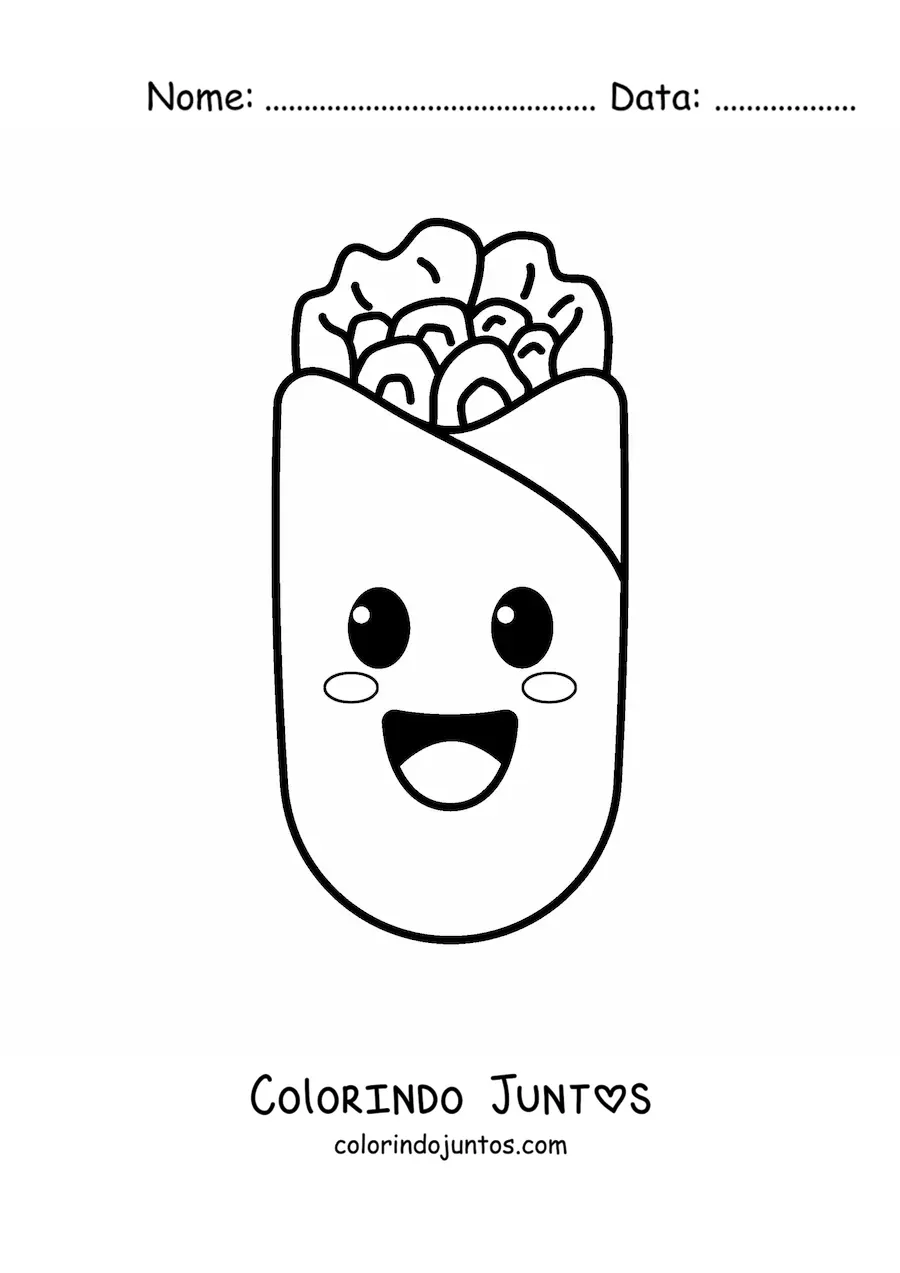 Desenho para colorir de burrito animado kawaii