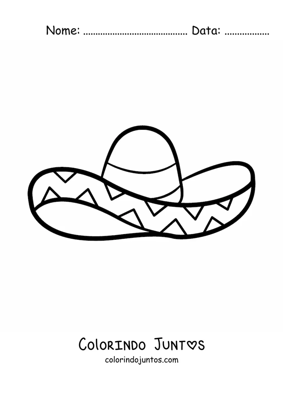 Desenho para colorir de sombrero mexicano