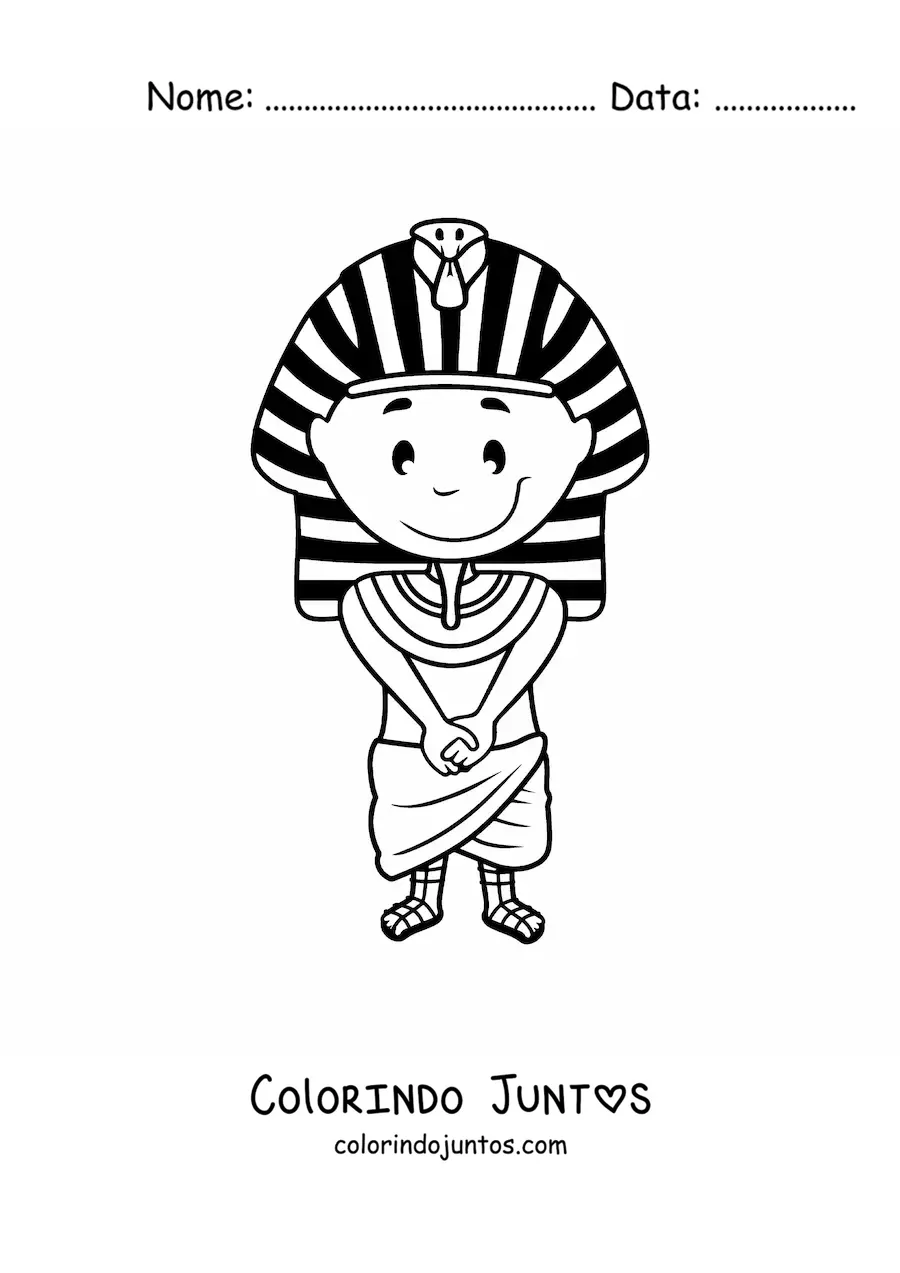 Desenho para colorir de faraó egípcio animado