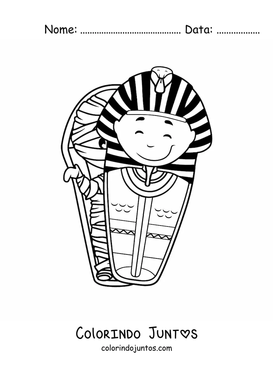 Desenho para colorir de múmia egípcia animada