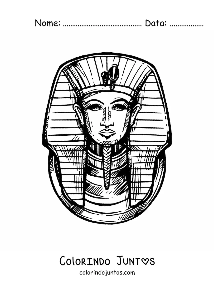 Desenho para colorir de máscara de tutancâmon