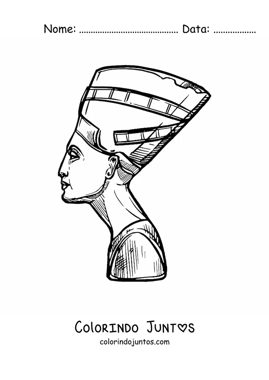 Desenho para colorir de escultura de nefertiti