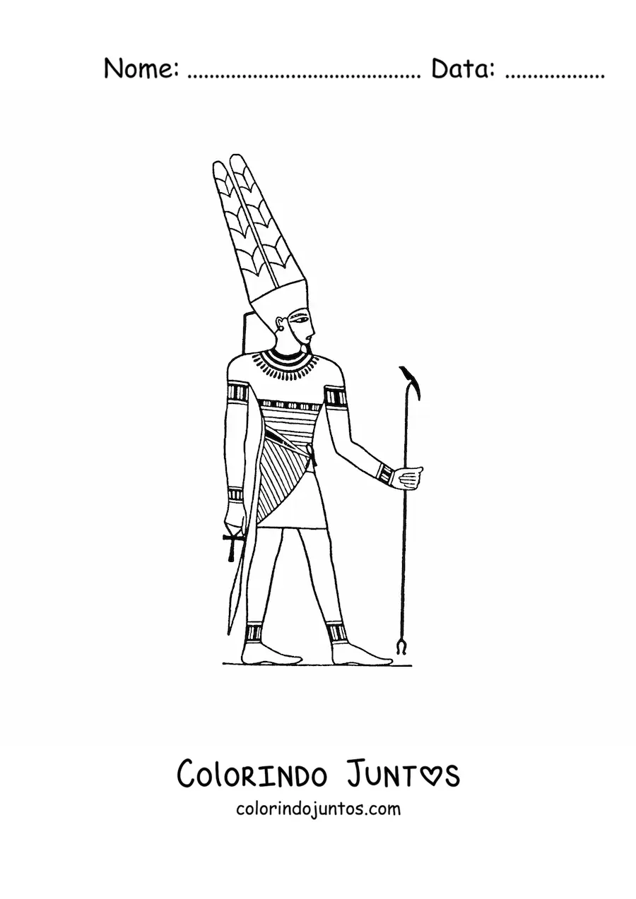 Desenho para colorir de hieróglifo egípcio do deus amon