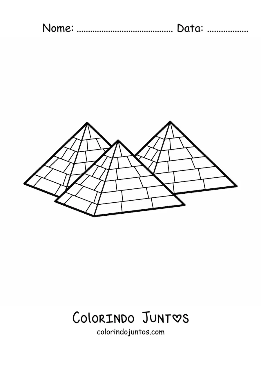 Desenho para colorir de pirâmides egípcias