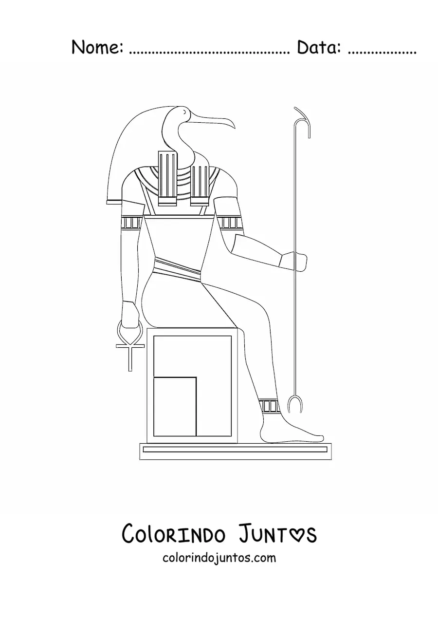 Desenho para colorir de hieróglifo egípcio do deus thoth
