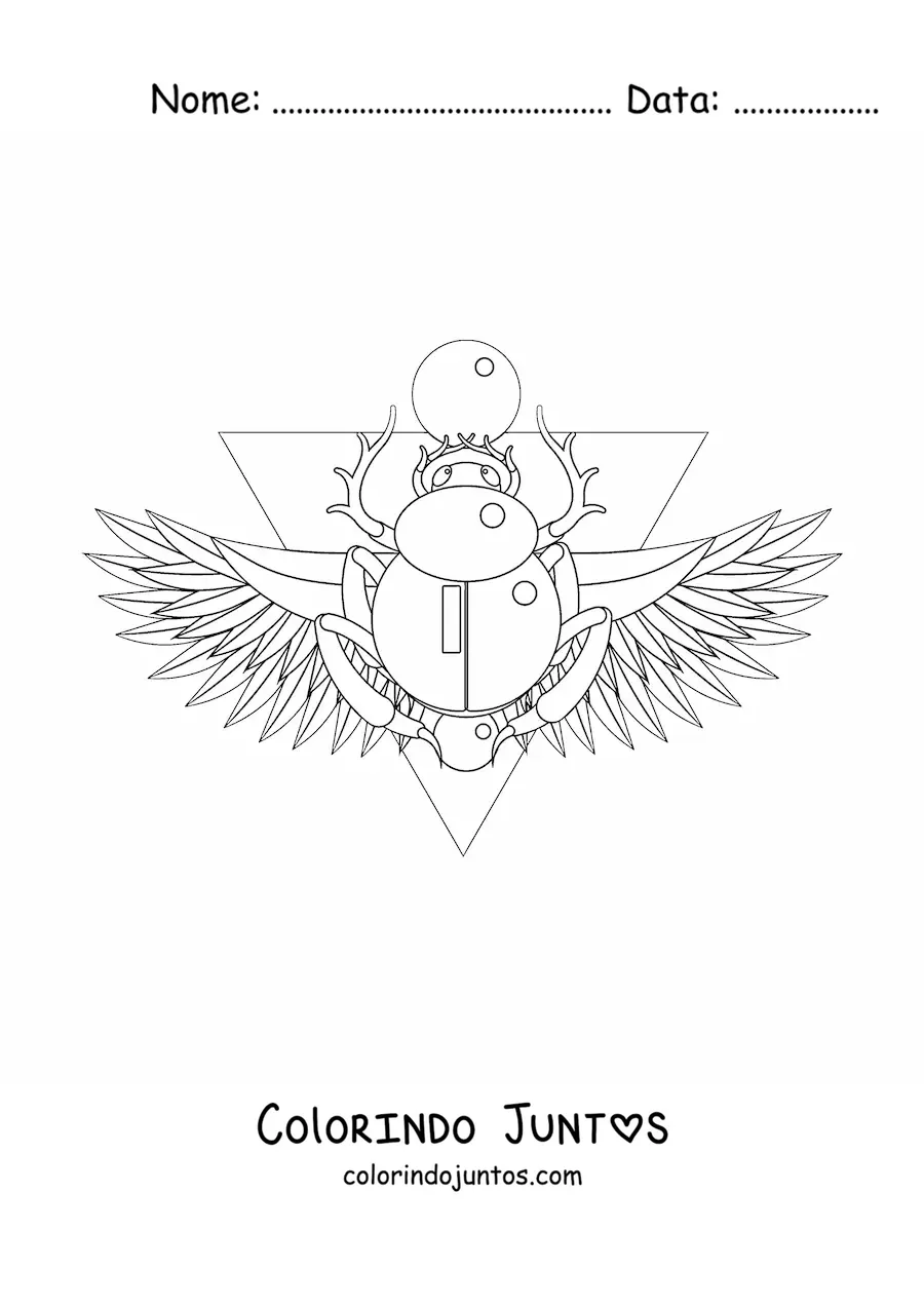 Desenho para colorir de escaravelho egípcio fácil