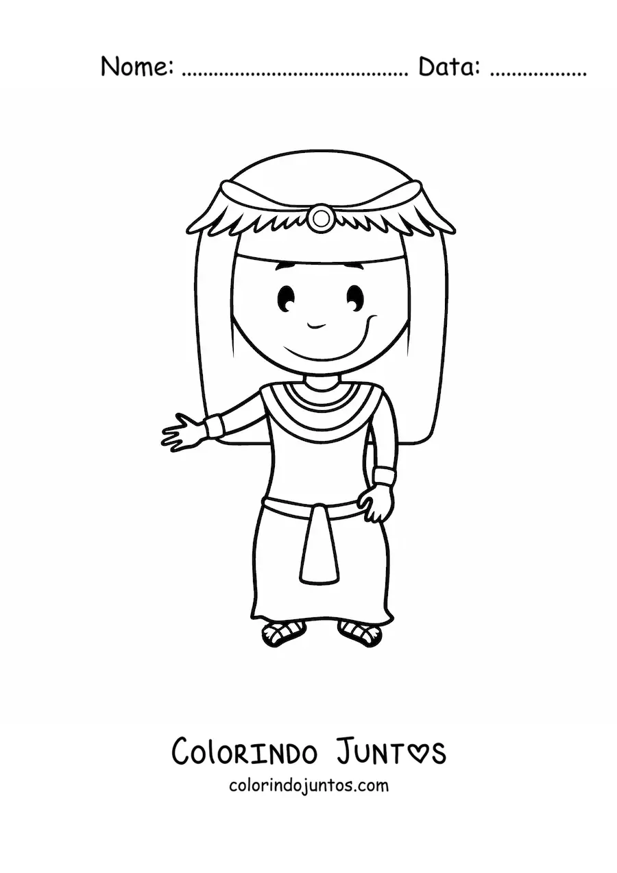 Desenho para colorir de mulher egípcia animada