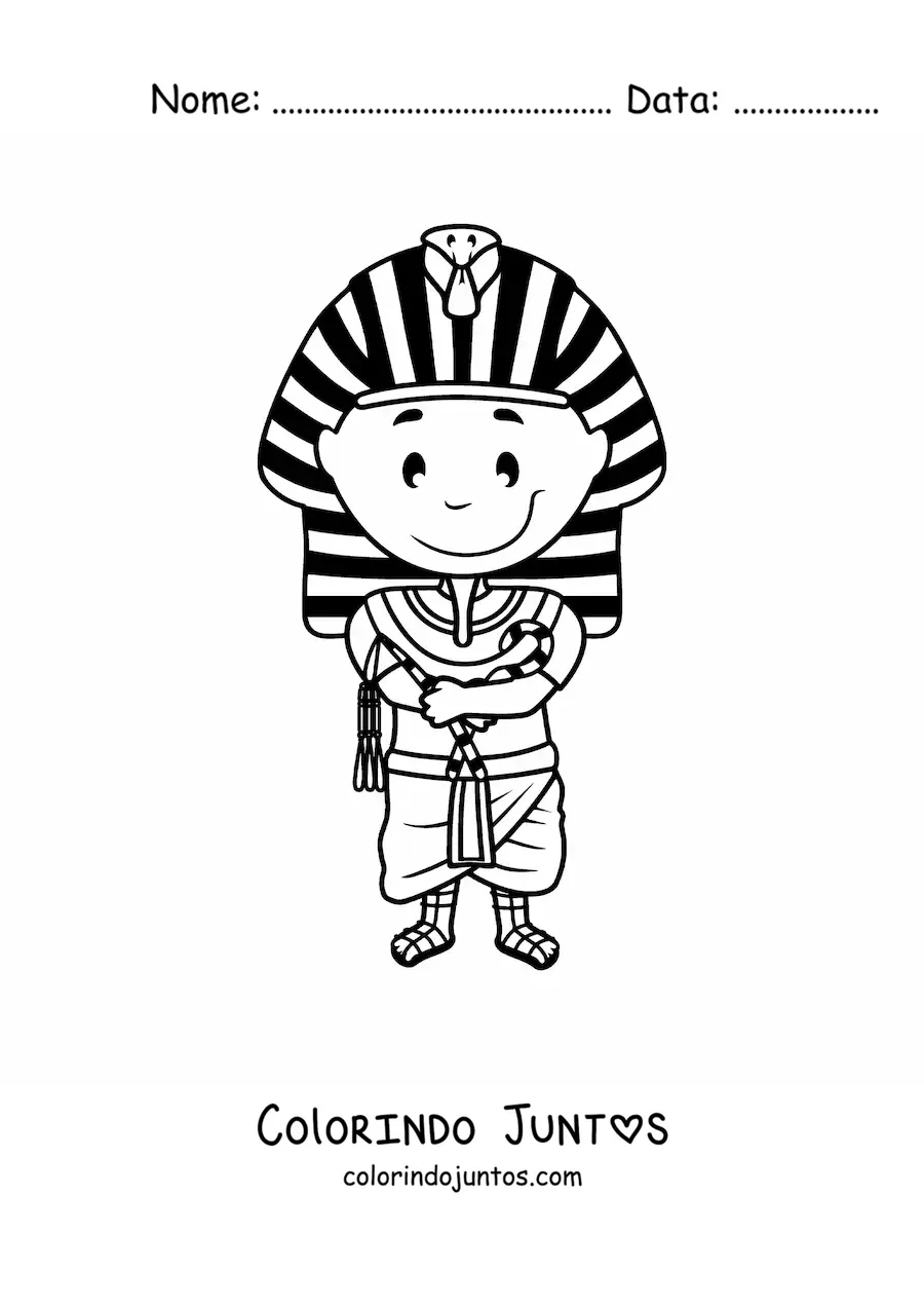 Desenho para colorir de faraó egípcio tutancâmon animado