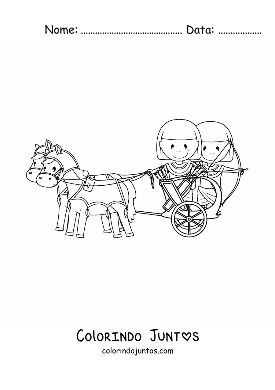 Desenho para colorir de carro de guerra egípcio