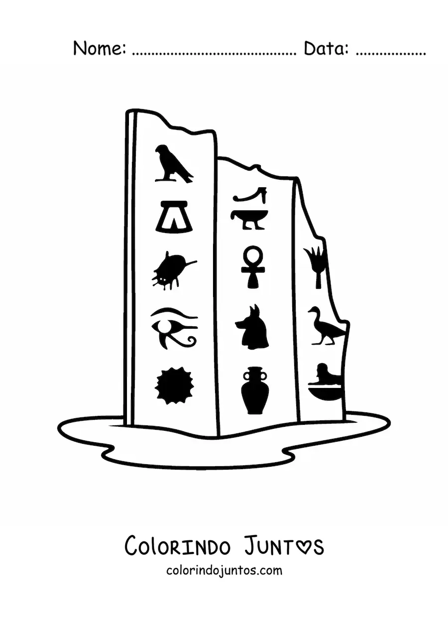 Desenho para colorir de hieróglifos egípcios