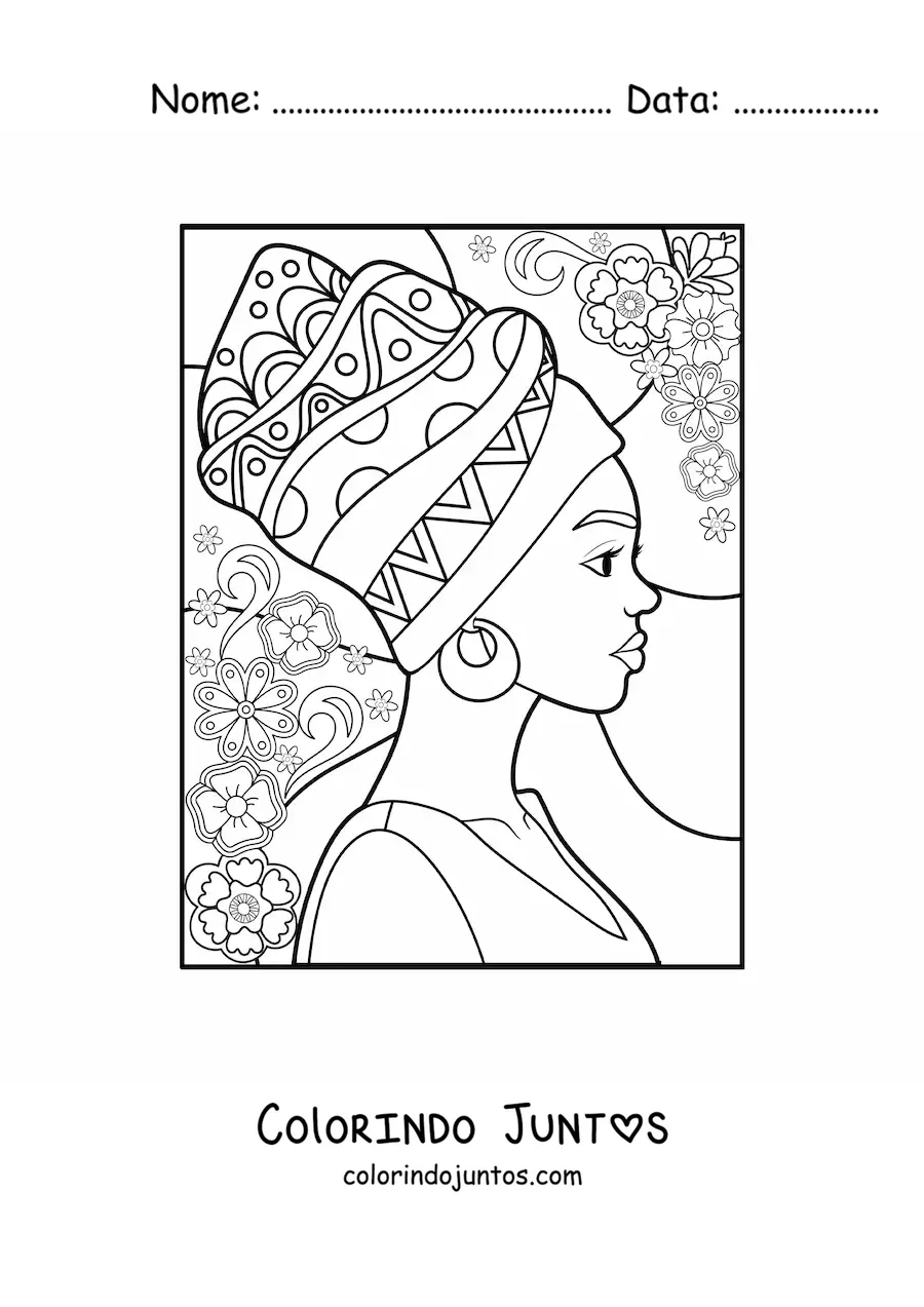 Desenho para colorir de mulher africana animada
