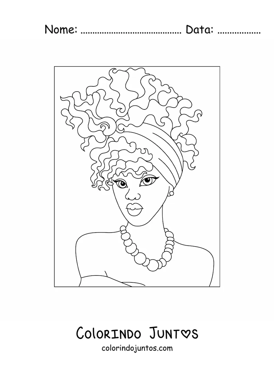 Desenho para colorir de mulher africana