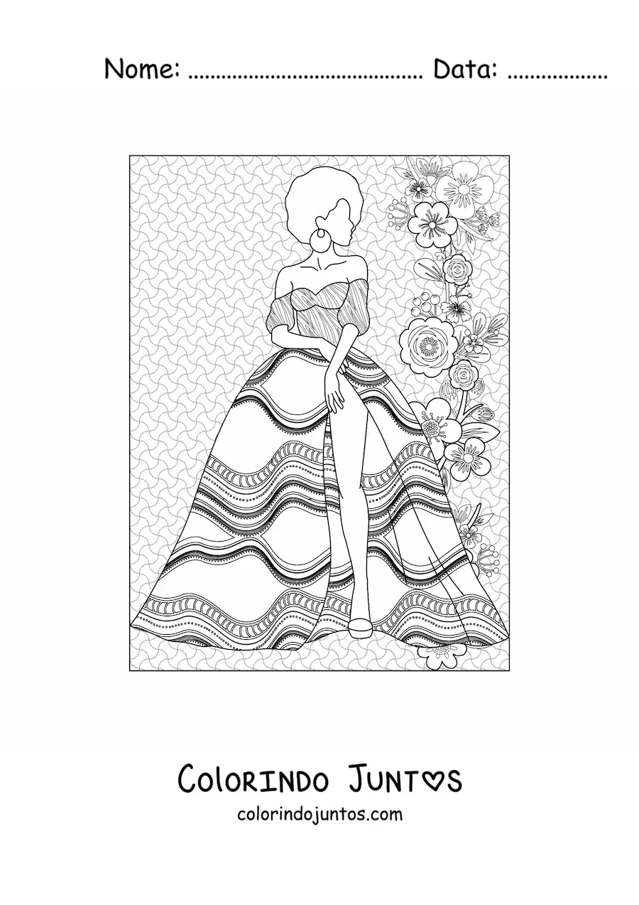 Desenho para colorir de vestido africano