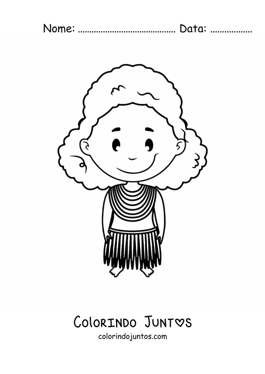 Desenho para colorir de menina africana animada