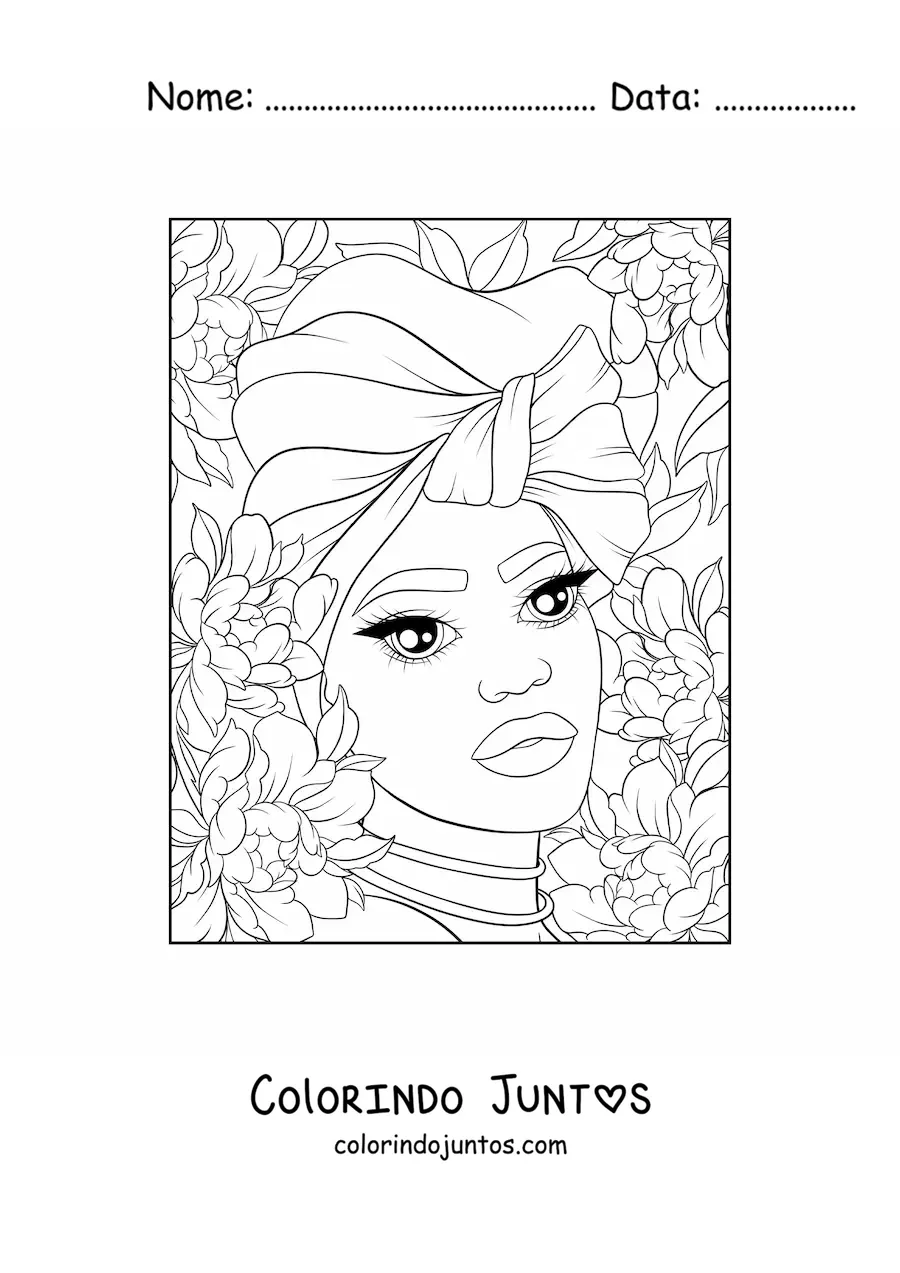 Desenho para colorir de bela mulher africana com turbante