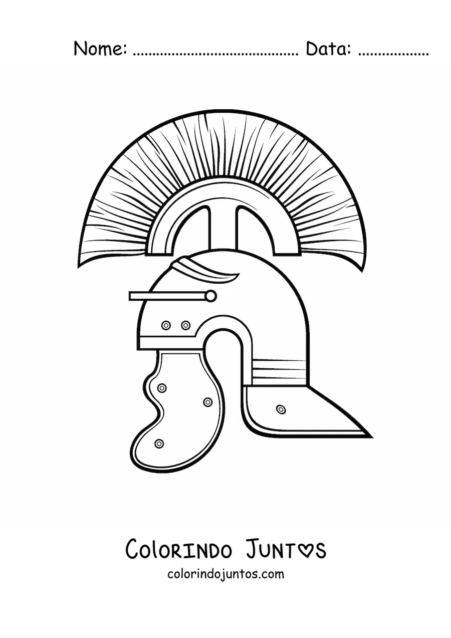 Desenho para colorir de capacete de soldado romano