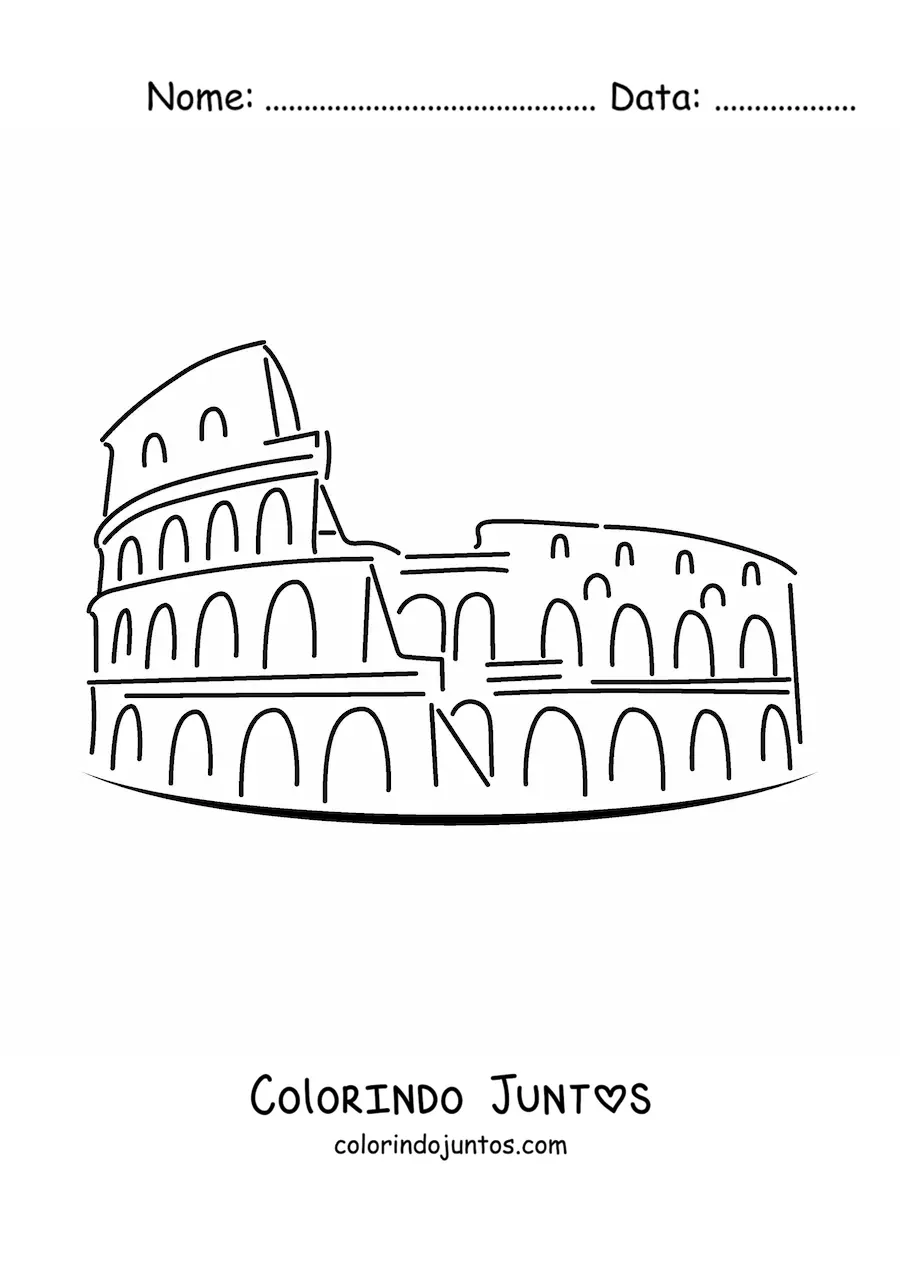 Desenho para colorir de coliseu romano fácil
