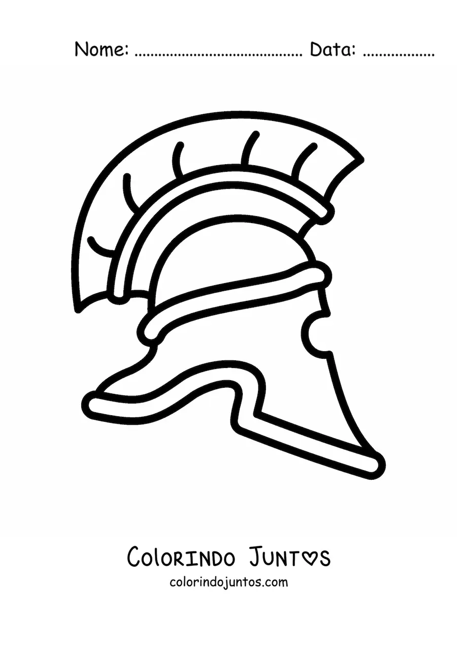 Desenho para colorir de capacete romano fácil