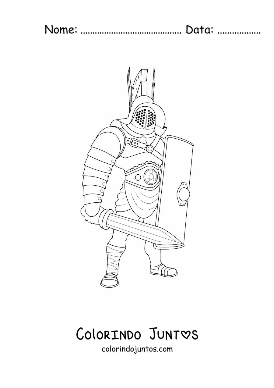 Desenho para colorir de gladiador do império romano realista