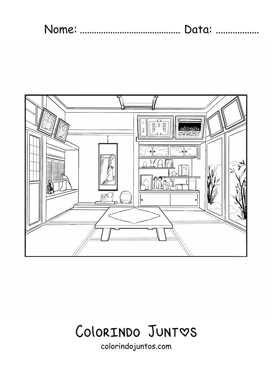 Desenho para colorir de casa japonesa