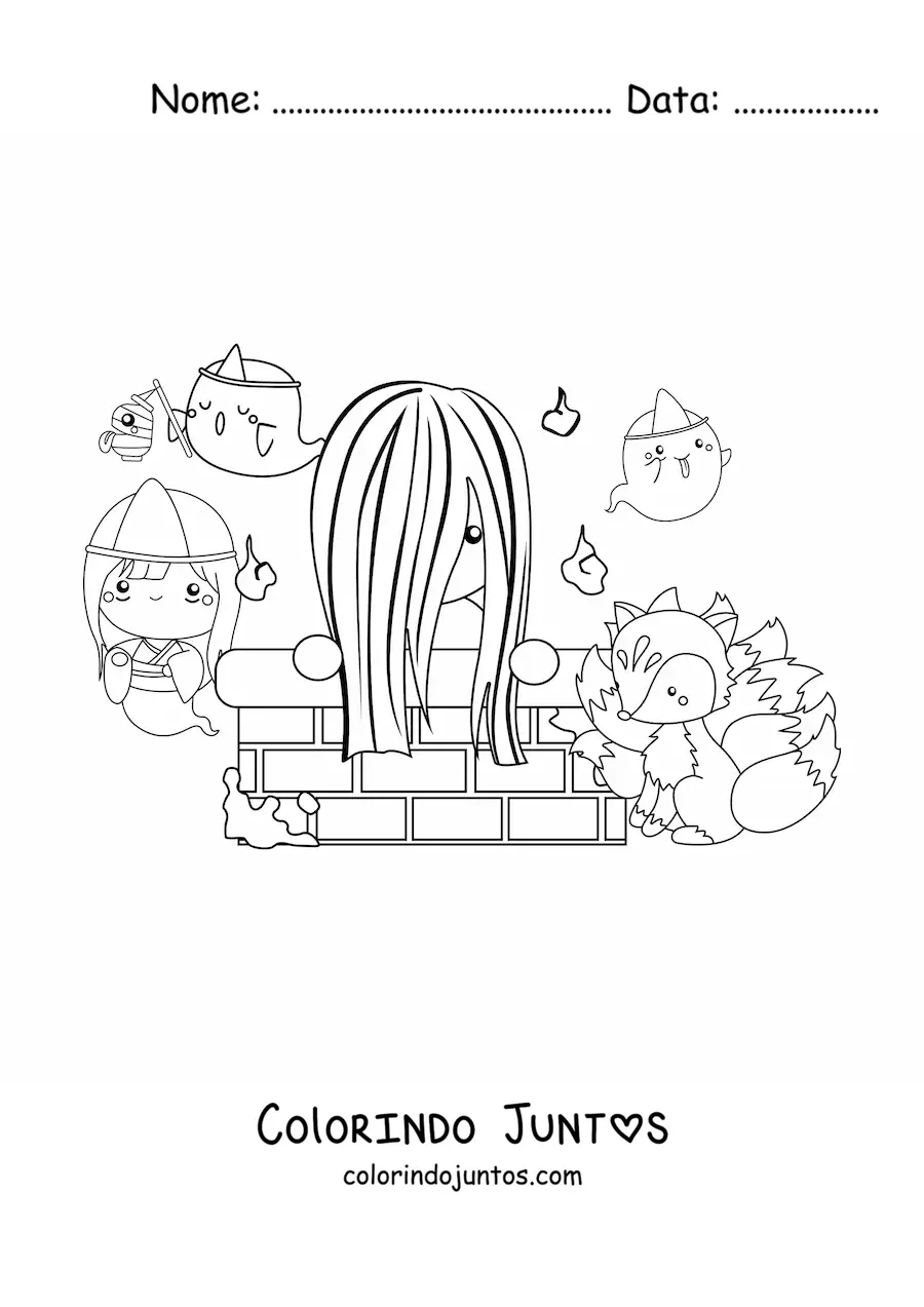 Desenho para colorir de fantasmas da mitologia japonesa