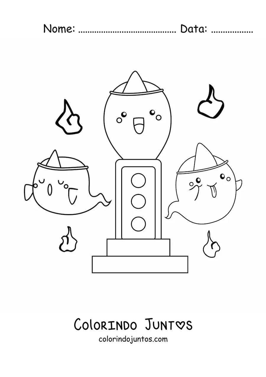 Desenho para colorir de fantasmas japoneses