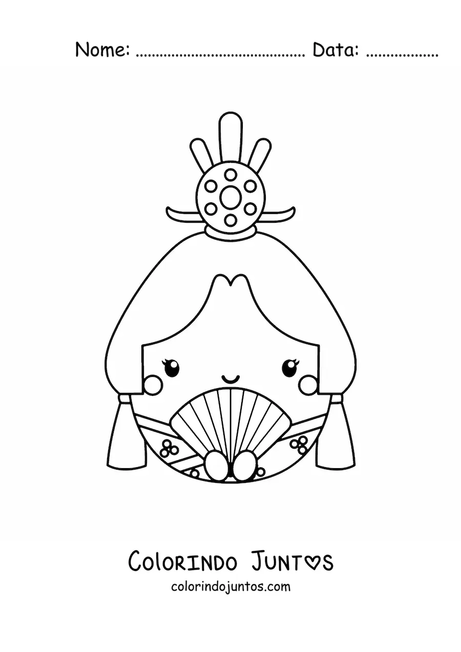 Desenho para colorir de boneca japonesa animada