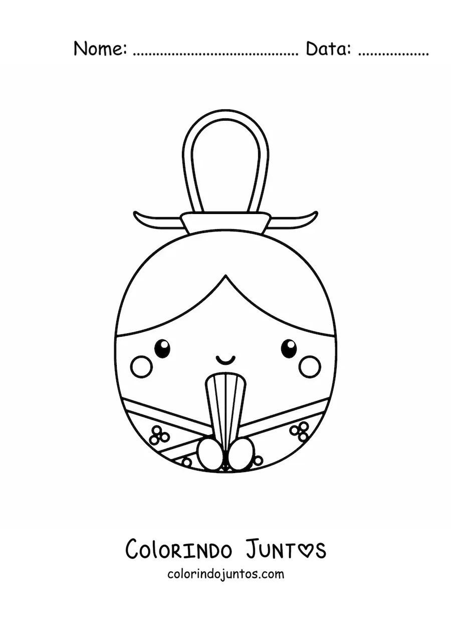 Desenho para colorir de boneca japonesa fácil