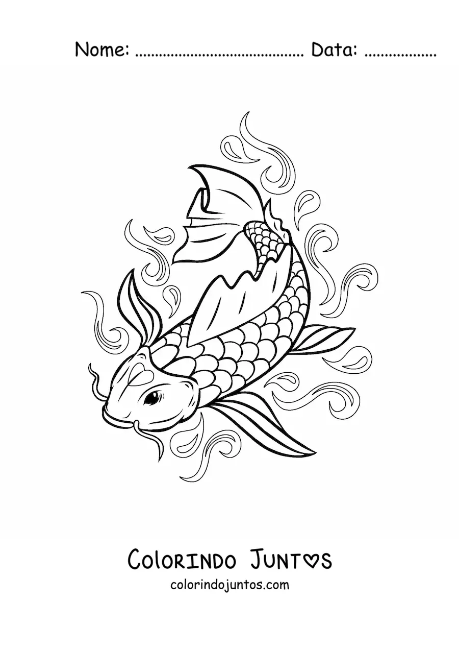 Desenho para colorir de peixe koi