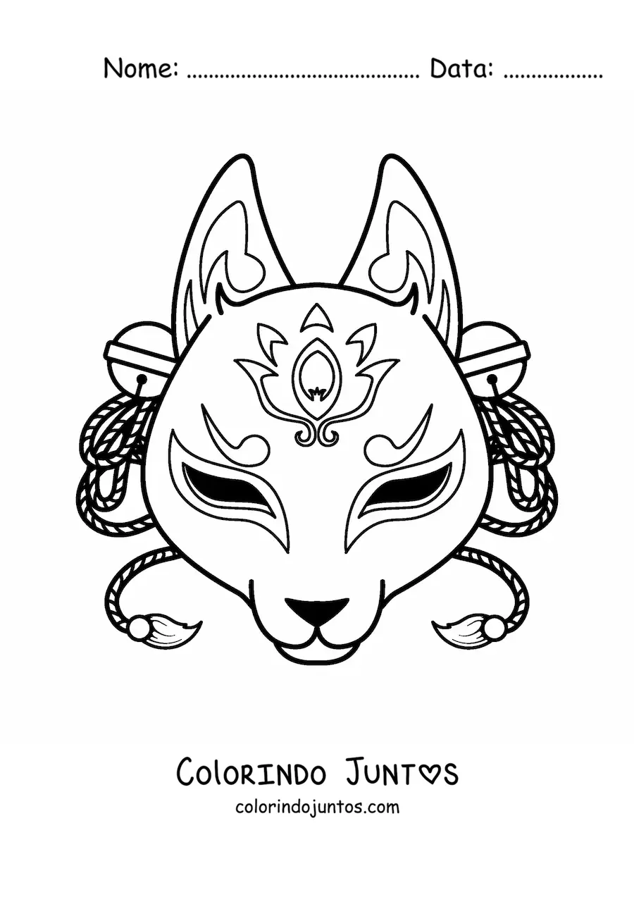 Desenho para colorir de máscara de kitsune