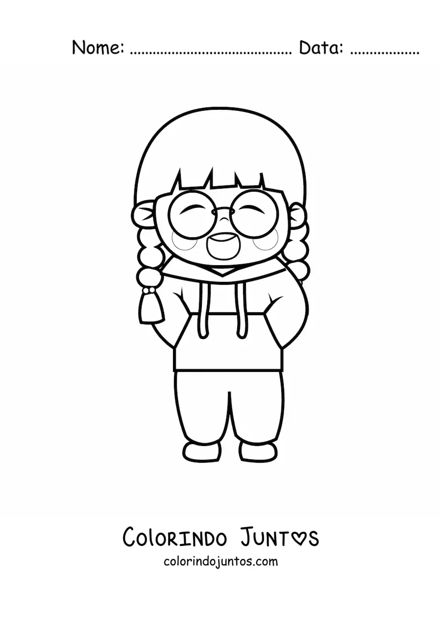 Desenho para colorir de menina japonesa kawaii