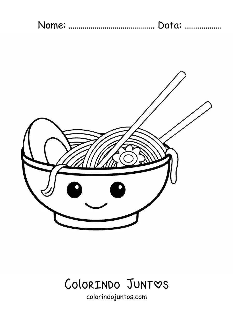 Desenho para colorir de ramen animado kawaii