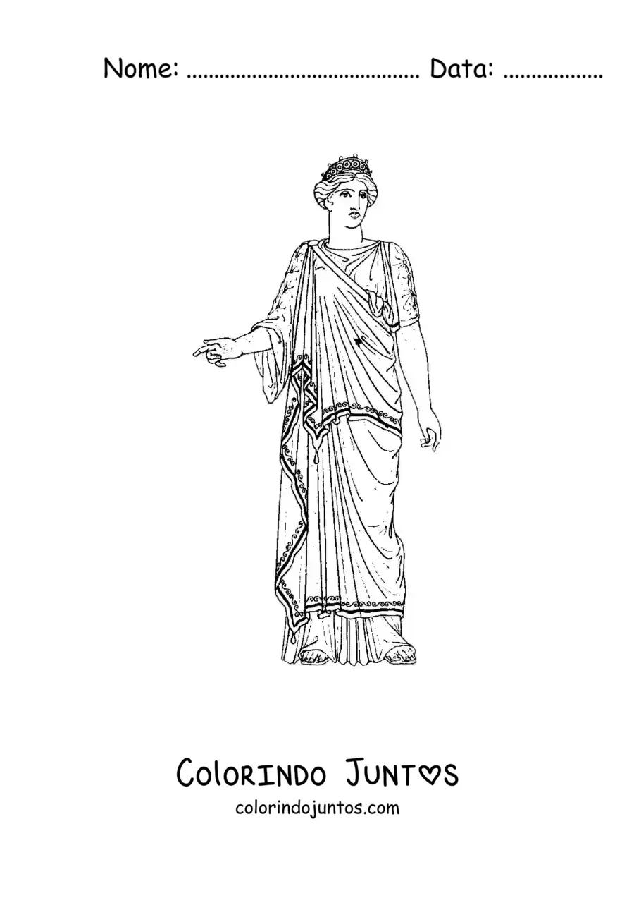 Desenho para colorir de mulher da antiga grécia com vestido