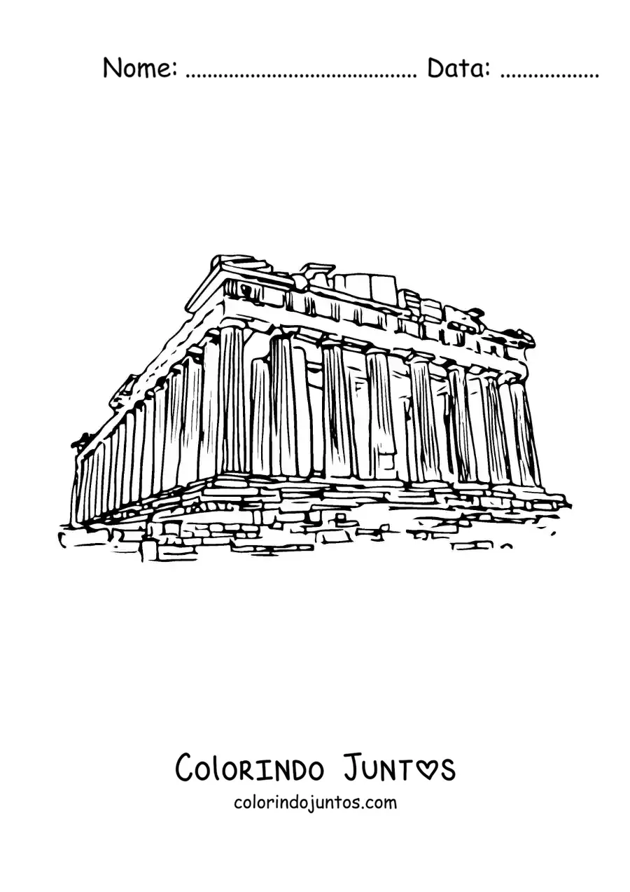Desenho para colorir de partenon grego realista