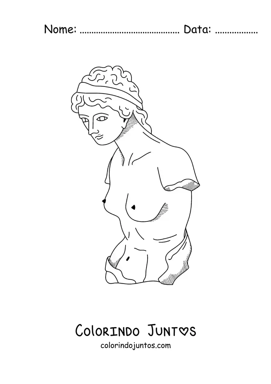 Desenho para colorir de escultura da antiga grécia