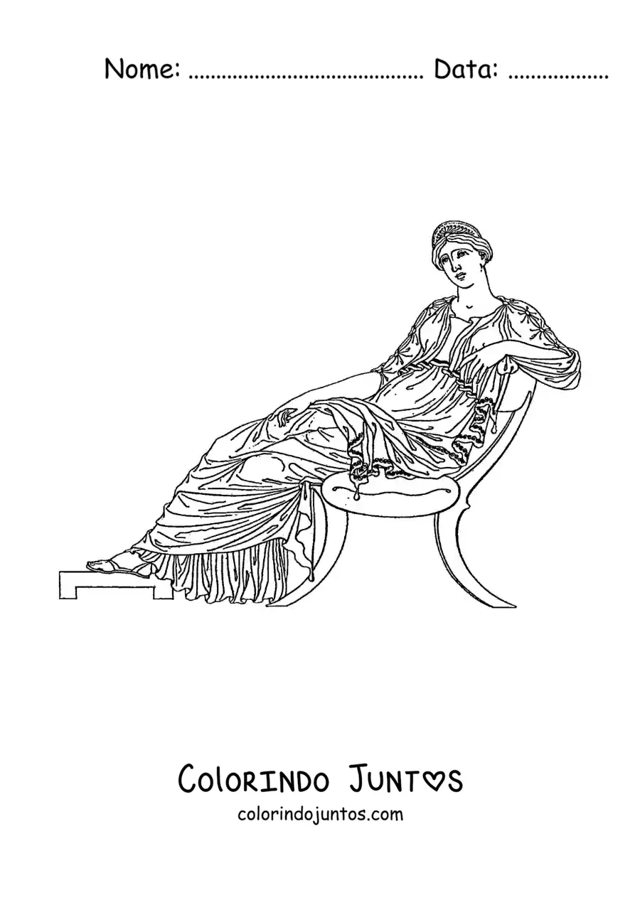 Desenho para colorir de mulher da civilização grega sentada