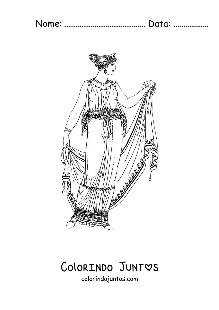 Desenho para colorir de vestimenta grega antiga