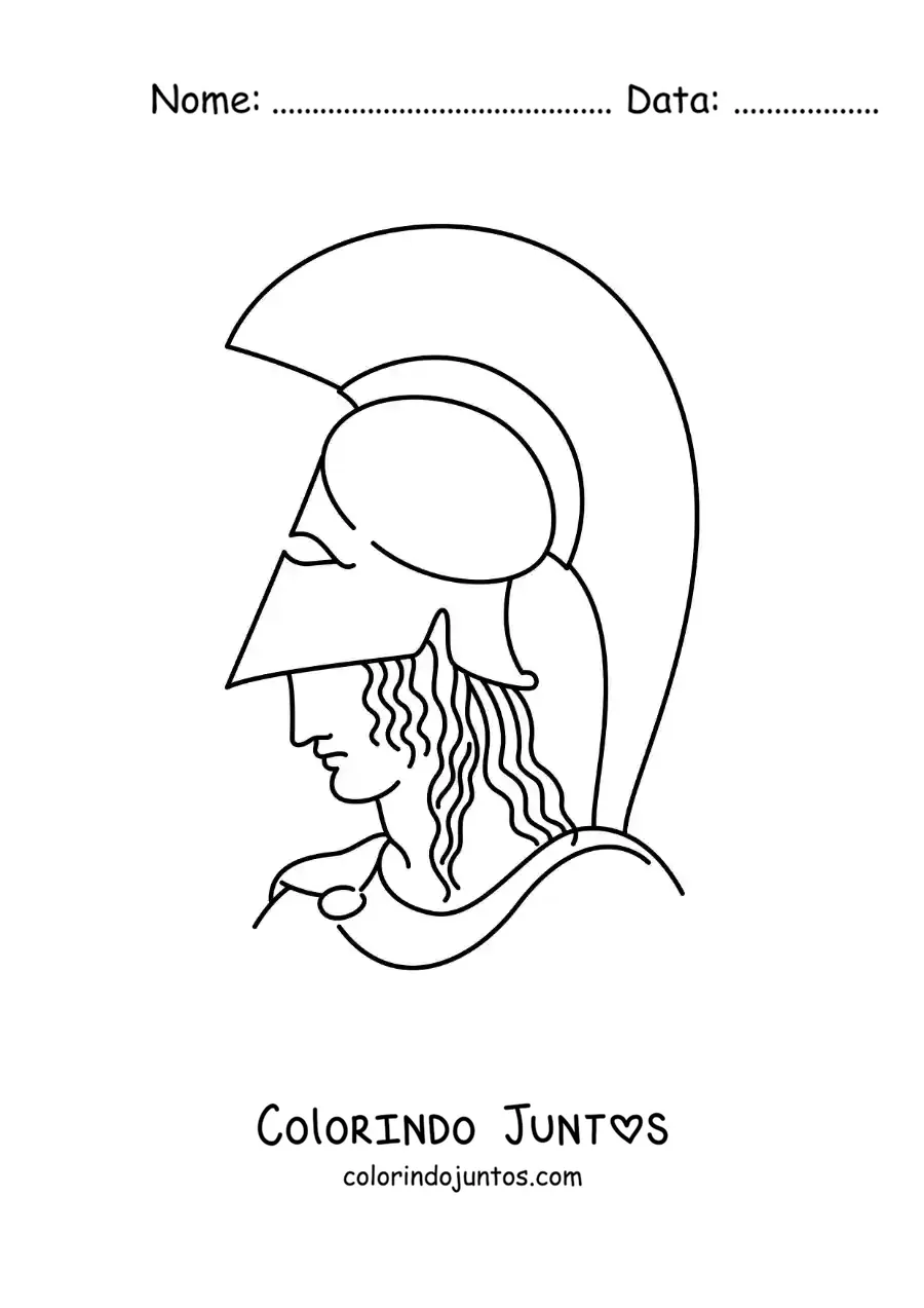 Desenho para colorir de soldado grego com capacete