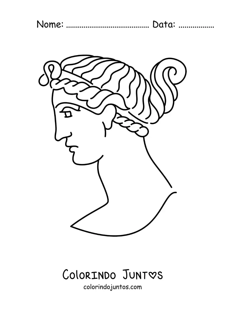 Desenho para colorir de escultura de um rosto grego
