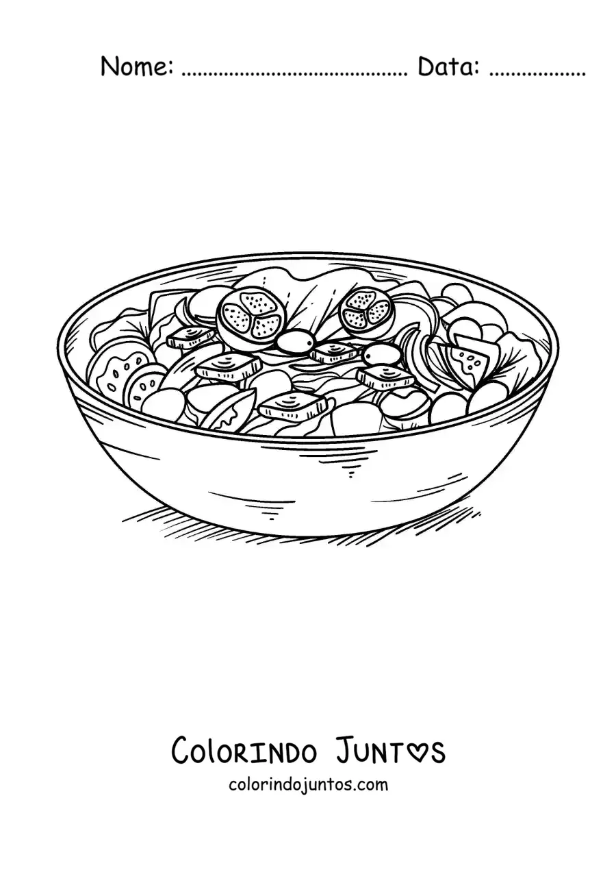 Desenho para colorir de prato da gastronomia grega