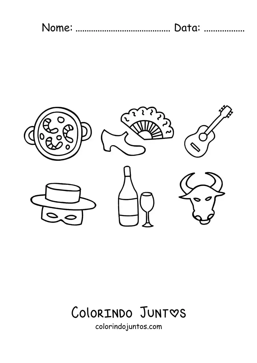 Desenho para colorir de tradicoes espanholas animadas